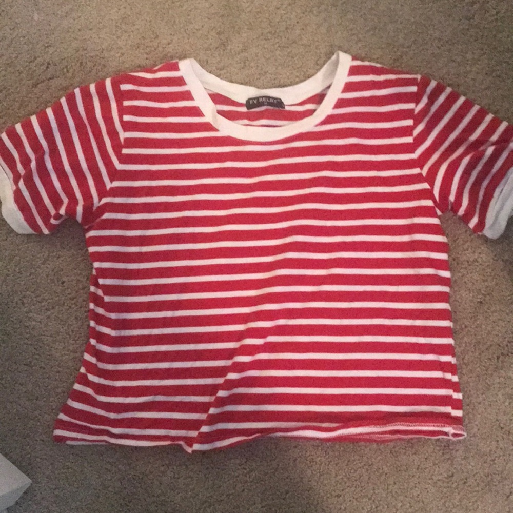 Striped red crop shirt
